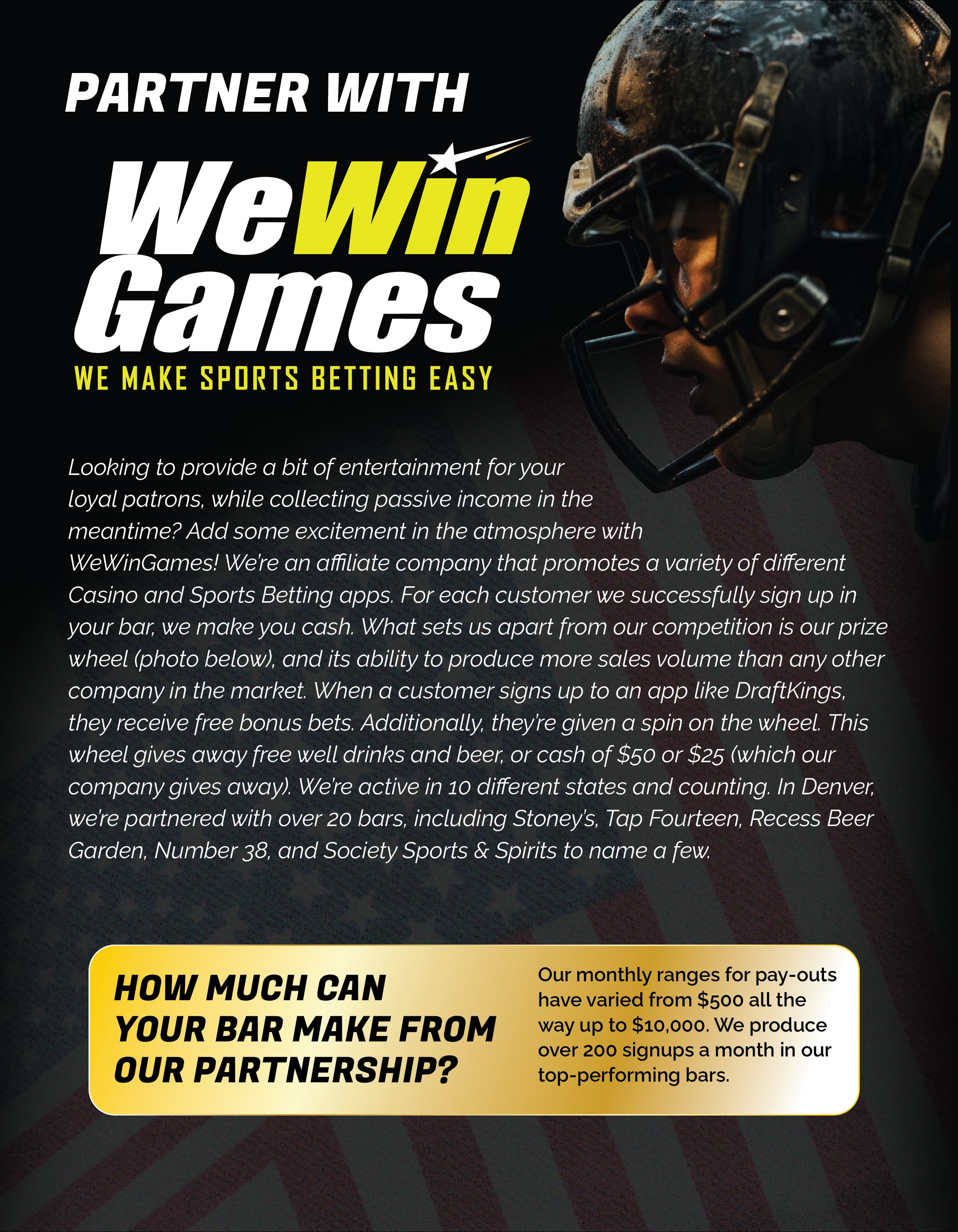 WeWin ambassador at a partner bar